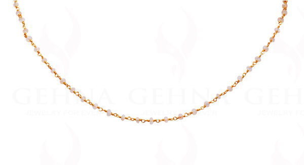 18" White Moonstone Bead Chain In .925 Sterling Silver CS-1057