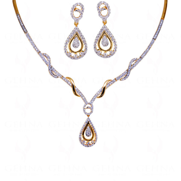 Delicate & Adorable Simulated Diamond Pear Studded Necklace Set FN-1057