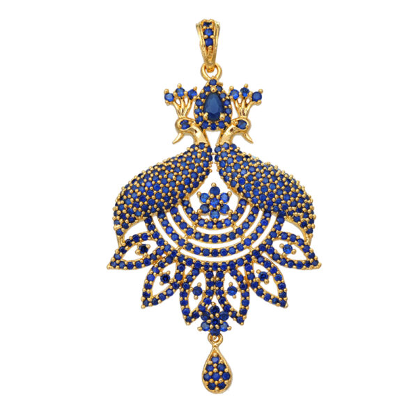 Blue Sapphire Studded With Golden Elements Pendant & Earring Set FP-1057