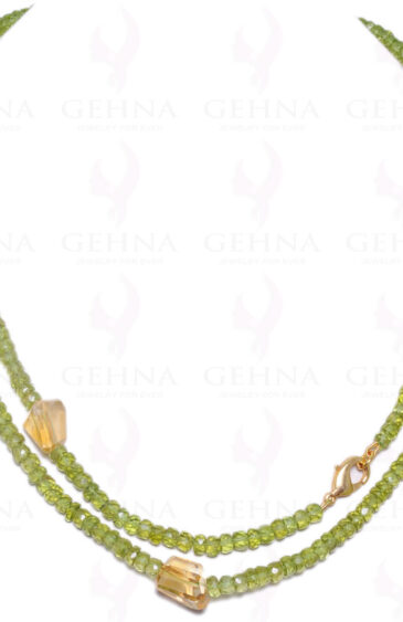 36″ Inches of Long Peridot & Citrine Gemstone Faceted Bead Necklace NS-1057