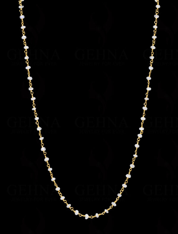 18" White Moonstone Bead Chain In .925 Sterling Silver CS-1057