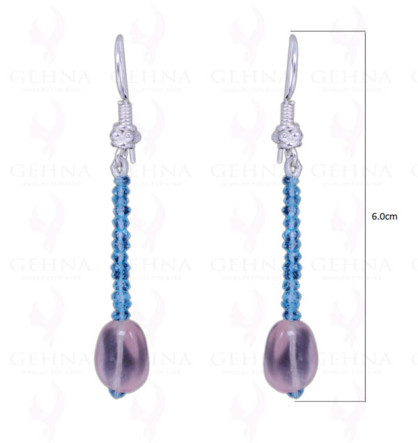 Rose Quartz & Blue Topaz Gemstone Earrings Made In .925 Solid Silver ES-1057