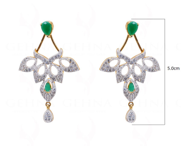 Simulated Diamond & Emerald Studded Festive Earring FE-1057