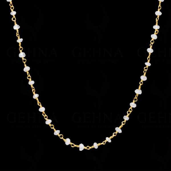 18" White Moonstone Bead Chain In .925 Sterling Silver CS-1057