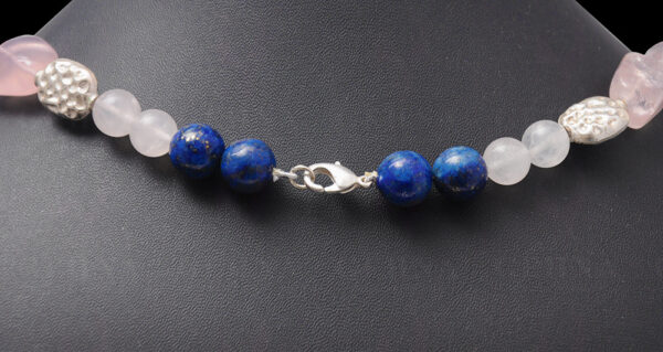 Pearl Rose Quartz Lapis Turquoise & Green Jade Bead With Silver Element NM-1057