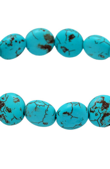 Turquoise Gemstone Coin Shape Beaded Flexible Bracelet BS-1058