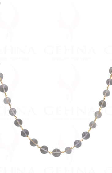 26″ Rock-Crystal Gemstone 9 Mm Ball Chain In .925 Sterling Silver CS-1058