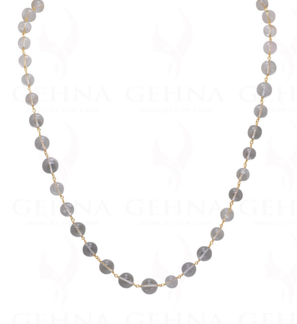 26" Rock-Crystal Gemstone 9 Mm Ball Chain In .925 Sterling Silver CS-1058