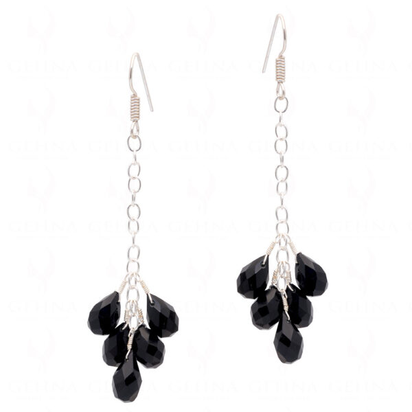 Black Spinel Gemstone Faceted Drops Earrings Made In .925 Sterling Silver ES-1058