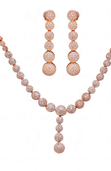Stylish Rose Gold-Plated Beautiful Ball Shaped Necklace & Earring Set FN-1058