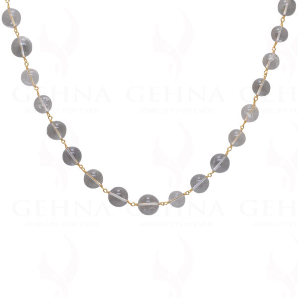 26" Rock-Crystal Gemstone 9 Mm Ball Chain In .925 Sterling Silver CS-1058