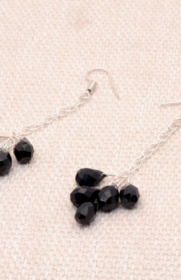 Black Spinel Gemstone Faceted Drops Earrings Made In .925 Sterling Silver ES-1058