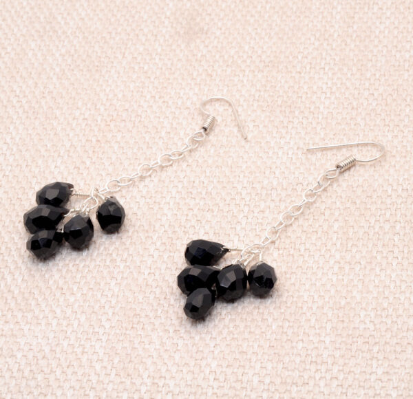 Black Spinel Gemstone Faceted Drops Earrings Made In .925 Sterling Silver ES-1058