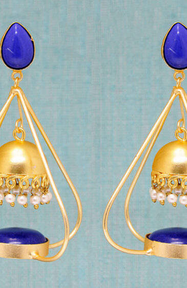 Pearl & Blue Lapis Lazuli Studded Earrings FE-1058