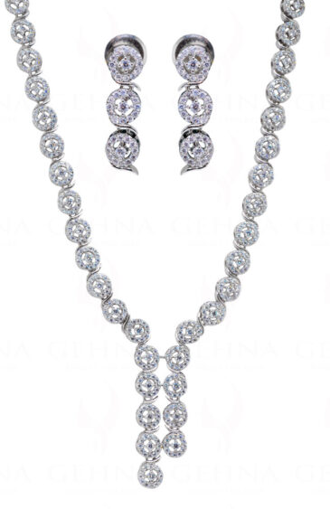 Simulated Diamond Studded Stunning Designer Necklace & Earrings Set FN-1059