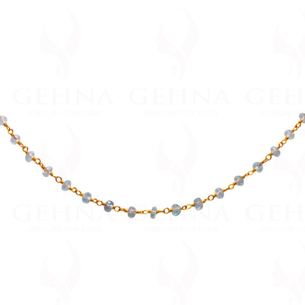 Aquamarine Faceted Bead Chain In .925 Sterling Silver CS-1059