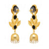 Black Onyx Studded Leaf Shape Earrings FE-1059