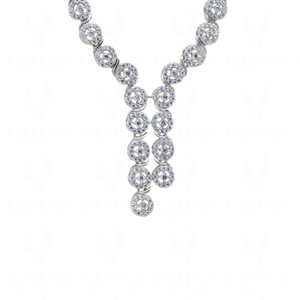 Simulated Diamond Studded Stunning Designer Necklace & Earrings Set FN-1059