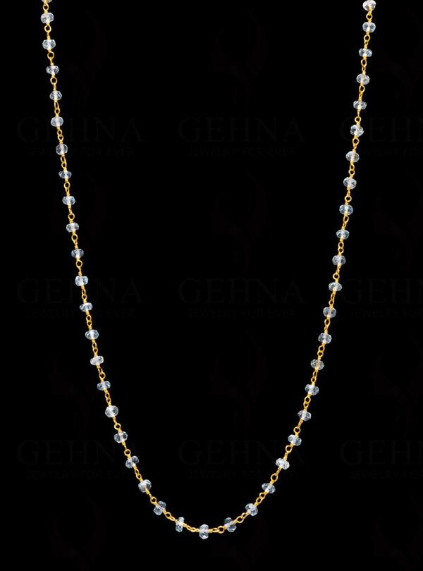 Aquamarine Faceted Bead Chain In .925 Sterling Silver CS-1059