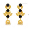 Black Onyx Studded Leaf Shape Earrings FE-1059
