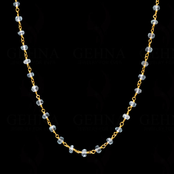 Aquamarine Faceted Bead Chain In .925 Sterling Silver CS-1059