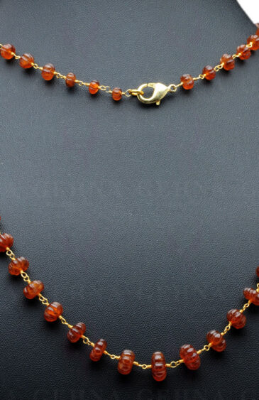 “Aaa” Hessonite Gomed Gemstone Chain Linked In 925 Silver – Yellow Polish CP-1060