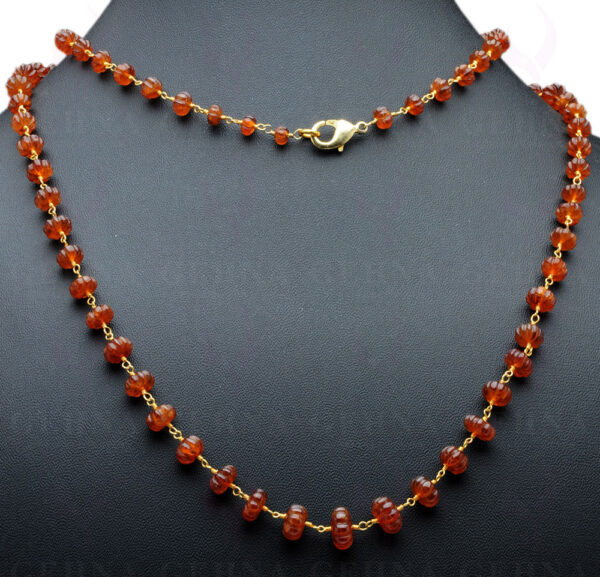 "Aaa" Hessonite Gomed Gemstone Chain Linked In 925 Silver - Yellow Polish CP-1060