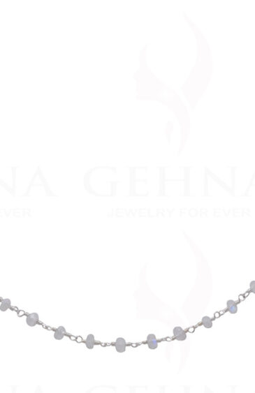18″ White Moonstone Bead Chain In .925 Sterling Silver CS-1060