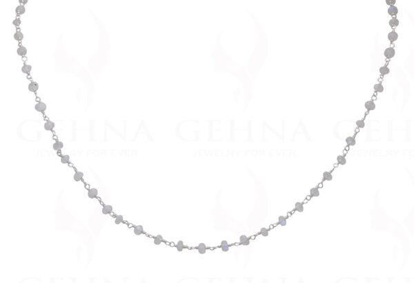 18" White Moonstone Bead Chain In .925 Sterling Silver CS-1060