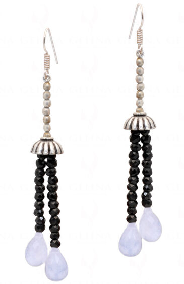 Spinel & Rainbow Moonstone Gemstone Earrings In .925 Sterling Silver ES-1060