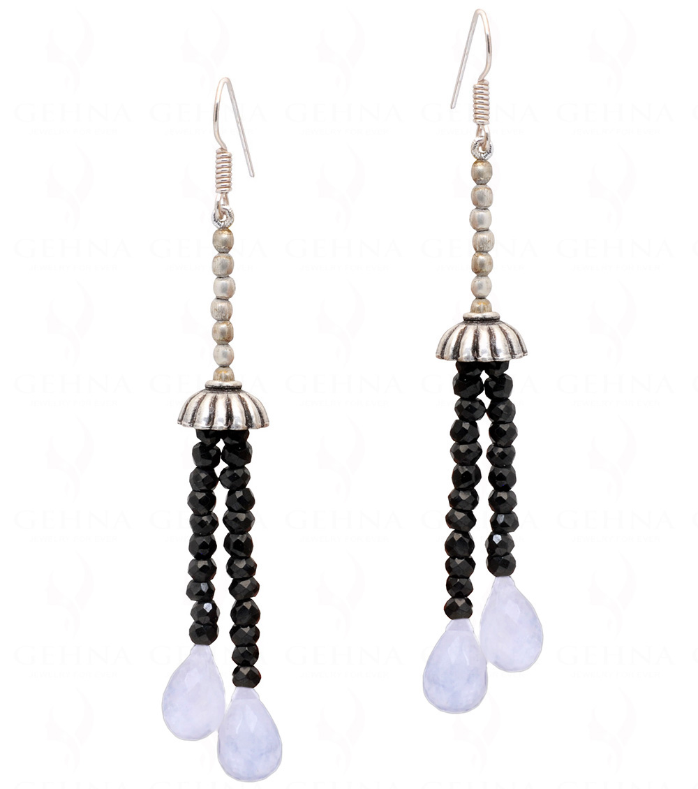 Spinel & Rainbow Moonstone Gemstone Earrings In .925 Sterling Silver ES-1060