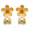 Carnelian Studded Flower Shaped Earrings FE-1060