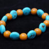 Turquoise & Camel Jasper Gemstone Beaded Flexible Bracelet BS-1060