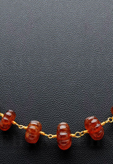 “Aaa” Hessonite Gomed Gemstone Chain Linked In 925 Silver – Yellow Polish CP-1060
