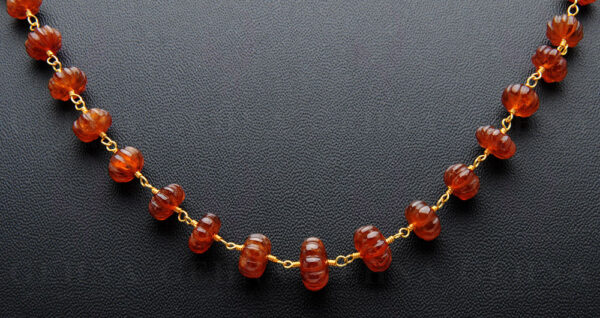 "Aaa" Hessonite Gomed Gemstone Chain Linked In 925 Silver - Yellow Polish CP-1060