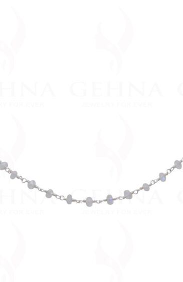 18″ White Moonstone Bead Chain In .925 Sterling Silver CS-1060