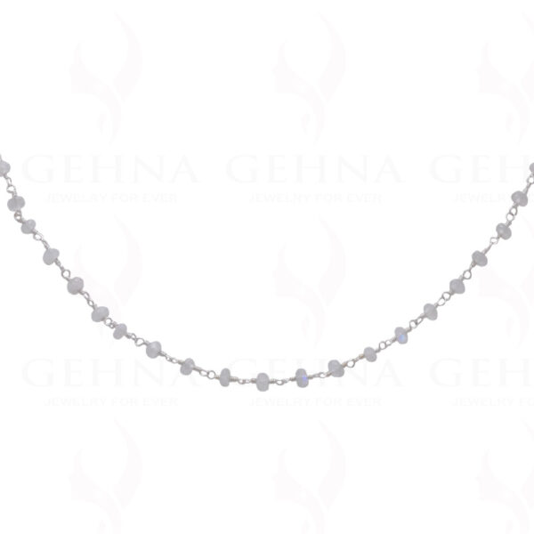 18" White Moonstone Bead Chain In .925 Sterling Silver CS-1060