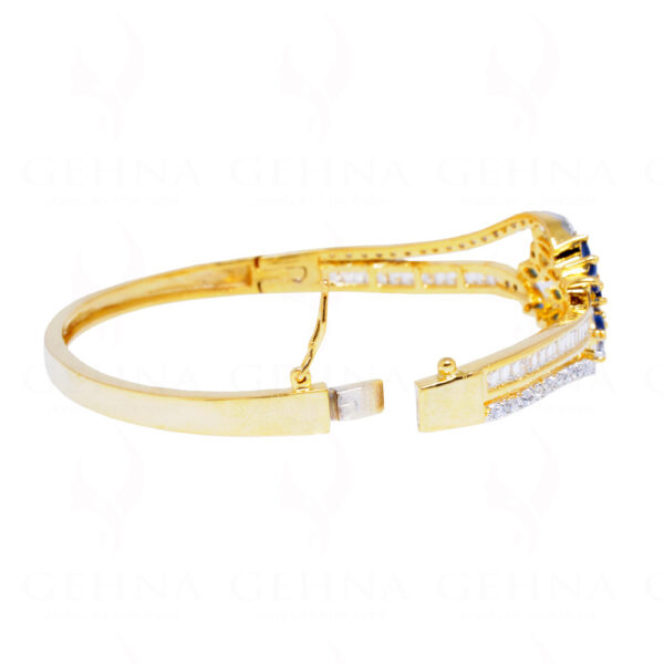 Elegant Blue Sapphire & Cubic Zirconia Studded Gold Plated Bracelet FB-1060