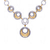Dual Tone Rhodium Plated Simulated Diamond Studded Statement Necklace Set FN-1060