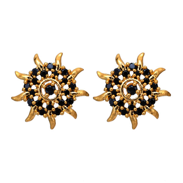 Ethnic Black Spinel & Golden Beads Studded Trendy Pendant & Earring Set FP-1060