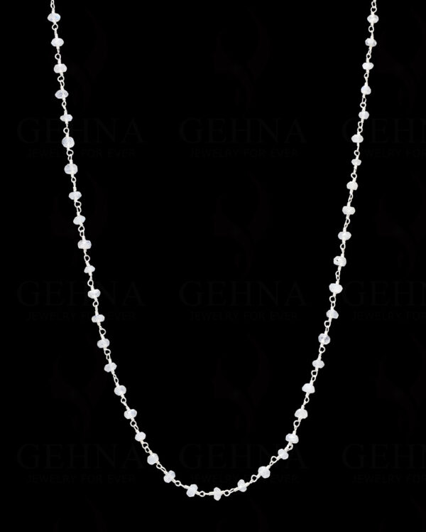 18" White Moonstone Bead Chain In .925 Sterling Silver CS-1060