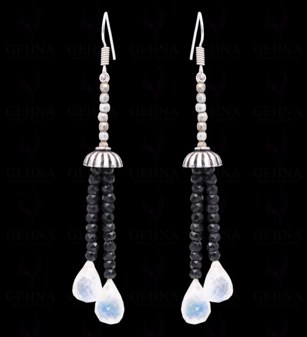 Spinel & Rainbow Moonstone Gemstone Earrings In .925 Sterling Silver ES-1060