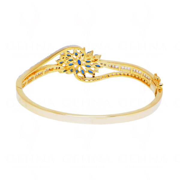 Elegant Blue Sapphire & Cubic Zirconia Studded Gold Plated Bracelet FB-1060