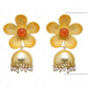 Carnelian Studded Flower Shaped Earrings FE-1060