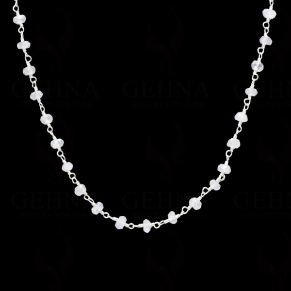 18" White Moonstone Bead Chain In .925 Sterling Silver CS-1060