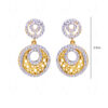 Dual Tone Rhodium Plated Simulated Diamond Studded Statement Necklace Set FN-1060