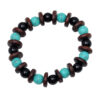 Rose Wood, Turquoise & Onyx Gemstone Beaded Flexible Bracelet BS-1061