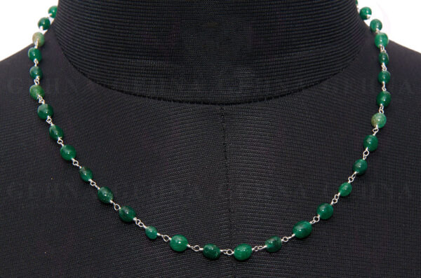 Emerald Gemstone Oval Shaped Chain Knotted In.925 Sterling Silver CP-1061