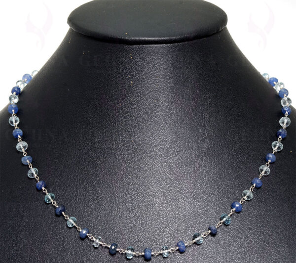 Aquamarine Sapphire Gemstone Chain In .925 Sterling Silver CS-1061