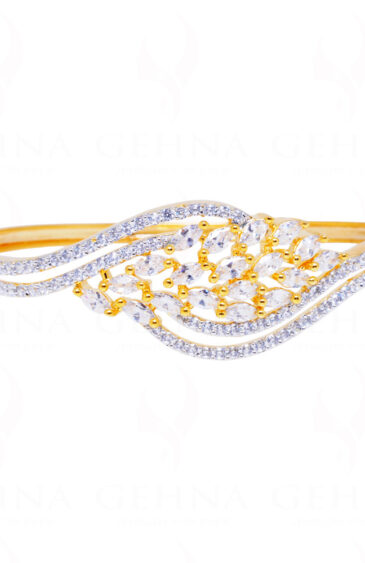Delicate Cubic Zirconia Marquise Studded Yellow Gold Plated Bracelet FB-1061